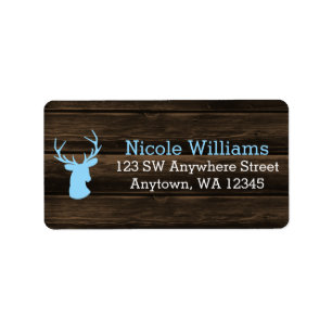 Rustic Wood Blue Buck Deer Address Label