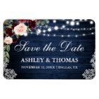 Rustic Wood Blue Burgundy Floral Save the Date