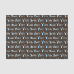 Rustic Wood Blue Deer Boy Baby Shower Tissue Paper