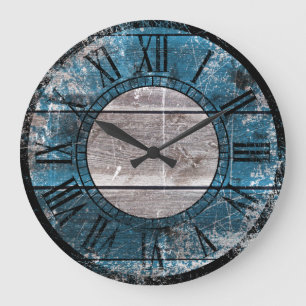 Rustic Wood (Blue) Large Clock