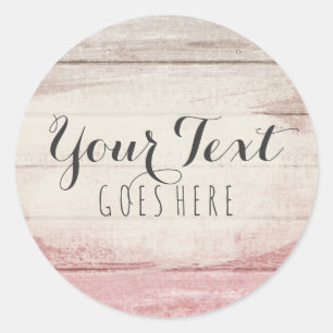 Rustic Wood Blush Pink Ombre Shabby Cottage Chic Classic Round Sticker
