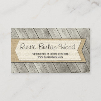 Rustic Wood Boards & Country Burlap Farm Fabric Business Card
