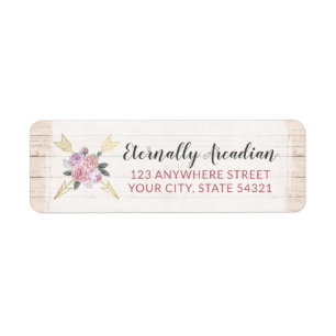 Rustic Wood Bohemian Floral Arrows Return Address Label