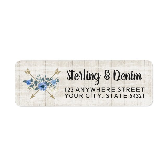 Rustic Wood & Boho Floral Arrows Return Address Label (Front)