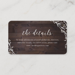 Rustic Wood Boho Floral Country Wedding Details En Enclosure Card
