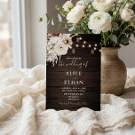 Rustic Wood Boho Flowers Fall Wedding Invitation<br><div class="desc">Introducing our enchanting Rustic Wedding Invitation, the perfect choice for your fall wedding celebration. The design features a beautifully illustrated rustic wood backdrop, evoking the charm and warmth of an autumnal setting. At the top of the card, a stunning watercolor boho arrangement of flowers in soothing neutral colours is gracefully...</div>