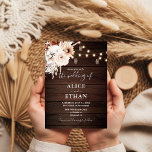 Rustic Wood Boho Flowers Fall Wedding Invitation<br><div class="desc">Introducing our enchanting Rustic Wedding Invitation, the perfect choice for your fall wedding celebration. The design features a beautifully illustrated rustic wood backdrop, evoking the charm and warmth of an autumnal setting. At the top of the card, a stunning watercolor boho arrangement of flowers in soothing neutral colours is gracefully...</div>
