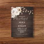 Rustic Wood Boho Flowers Fall Wedding Invitation<br><div class="desc">Introducing our enchanting Rustic Wedding Invitation, the perfect choice for your fall wedding celebration. The design features a beautifully illustrated rustic wood backdrop, evoking the charm and warmth of an autumnal setting. At the top of the card, a stunning watercolor boho arrangement of flowers in soothing neutral colours is gracefully...</div>