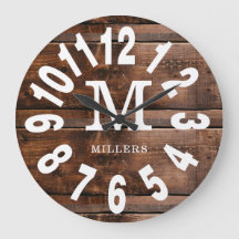 Rustic Wood Bold Numbers Family Name Monogram 