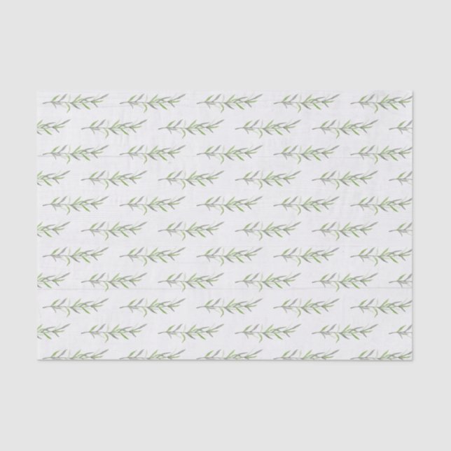 Rustic Wood & Botanical Green Leaves Wedding Tissue Paper (Front)