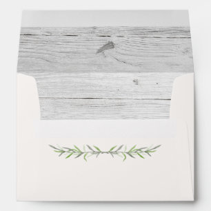 Rustic Wood & Botanical Leaves Wedding Invitation Envelope
