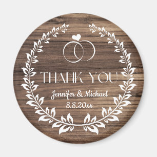 rustic wood botanical stylish thank you wedding magnet