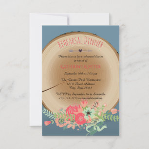 Rustic Wood Bouquet-3x5Rehearsal Dinner Invitation