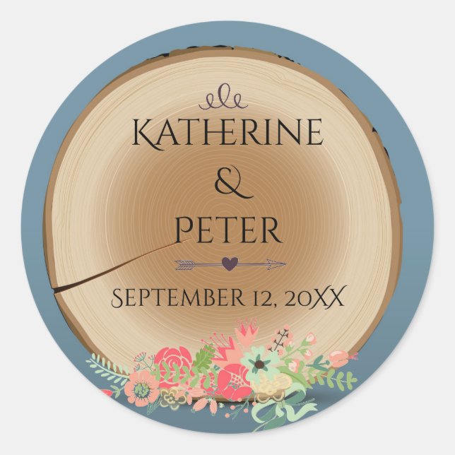 Rustic Wood Bouquet - Circle Sticker (Front)