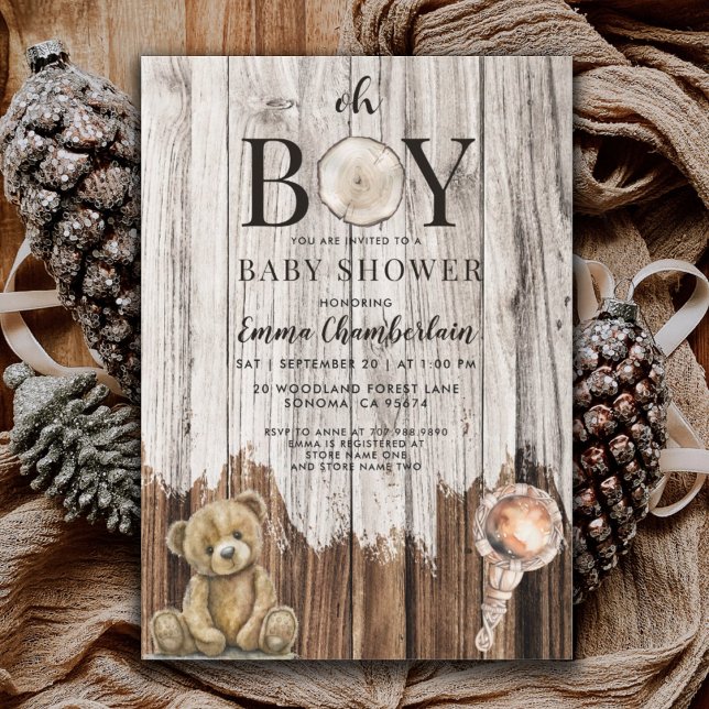 Rustic Wood Boy Baby Shower Invitation (Creator Uploaded)