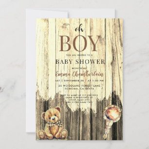 Rustic Wood Boy Baby Shower Invitation
