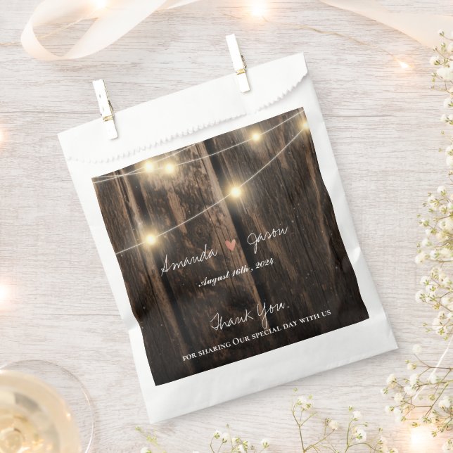 Rustic Wood Bride Groom Thank You  Wedding Party Favour Bag (Clipped)