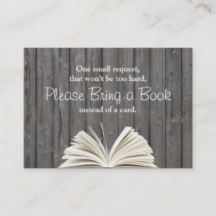 Rustic Wood Bring a Book Baby Shower Insert