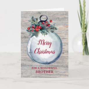 Rustic Wood Brother Merry Christmas Card
