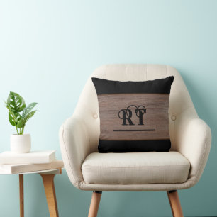 Rustic Wood Brown and Black Cushion