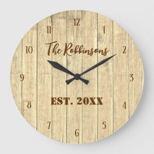 Rustic Wood Brown Classic Large Clock