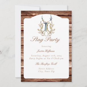 Rustic Wood Buck Bachelor Stag Party Invitation