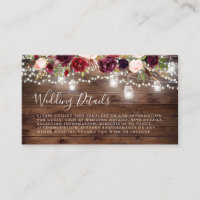 Rustic Wood Burgundy Floral Lights Wedding