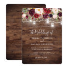 Rustic Wood Burgundy Floral Lights Wedding