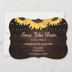 Rustic Wood Burlap Hearts Sunflower Wedding Save The Date