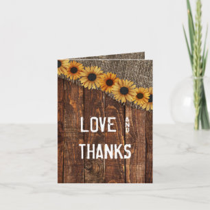 Rustic Wood & Burlap Wedding Thank You Photo Card
