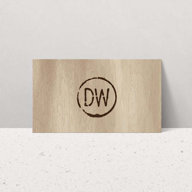 Rustic Wood-Burned Stamped Monogram for Catering Business Card (Creator Uploaded)