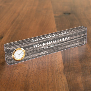 Rustic Wood business desk name plate