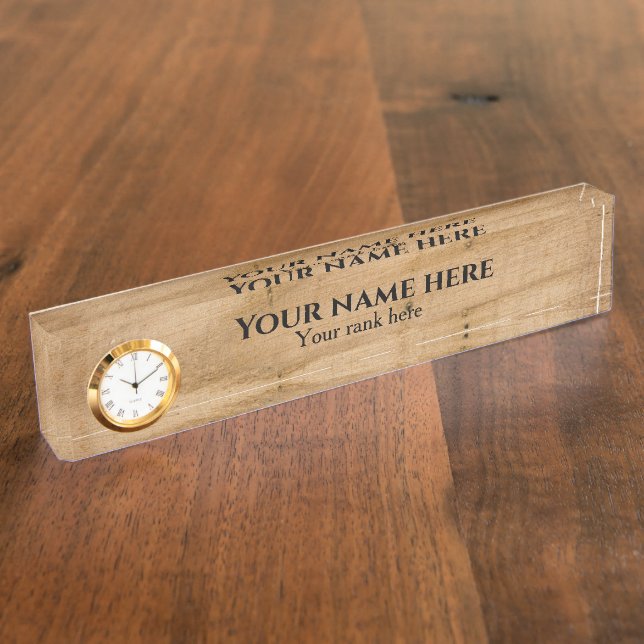 Rustic Wood business desk name plate (Side)