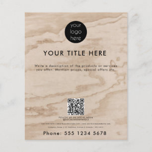 Rustic Wood Business Logo QR Code Promotional  Flyer
