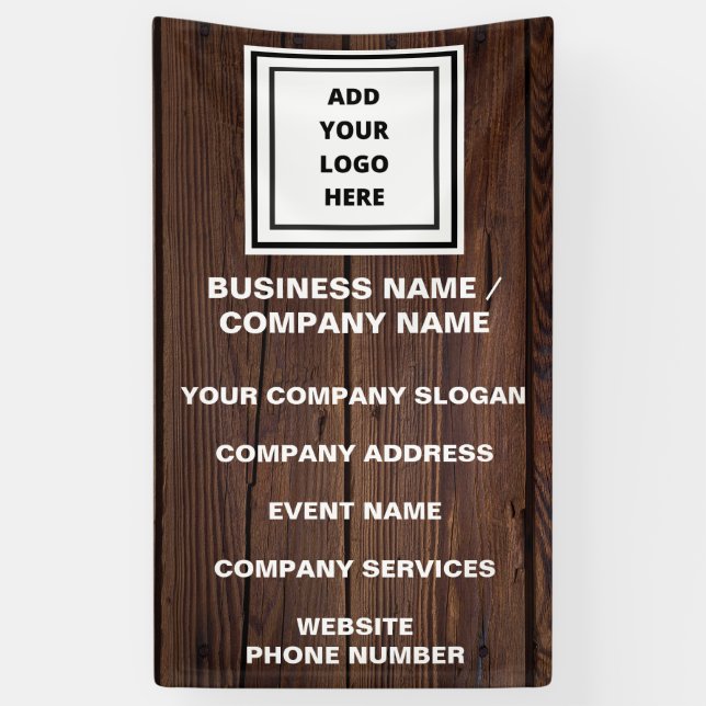 Rustic Wood Business Logo Website Promotional Banner (Vertical)