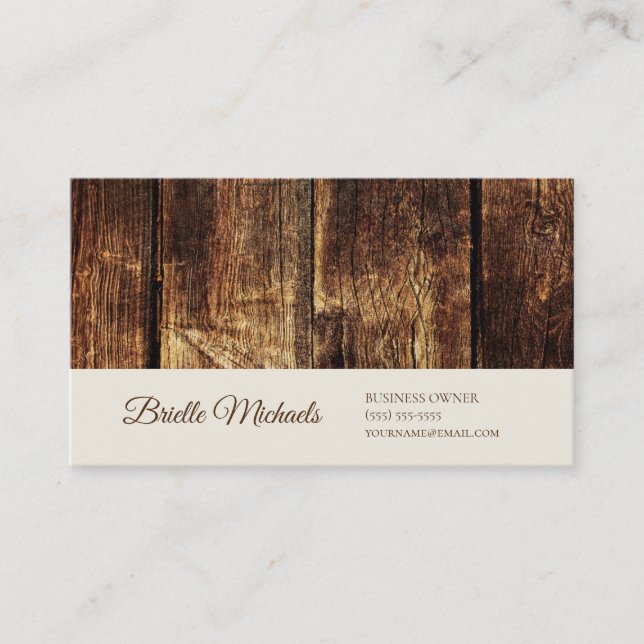 Rustic Wood Business Owner Design Card (Front)