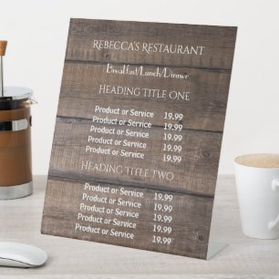 Rustic Wood Business Pricing/Service Business  Pedestal Sign