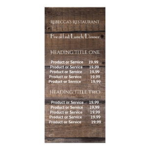 Rustic Wood Business Pricing & Service Rack Card