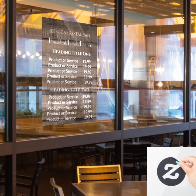 Rustic Wood Business Restaurant Pricing/Service  (Restaurant Window)