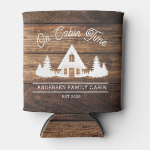 Rustic Wood Cabin Lodge Personalised Can Cooler