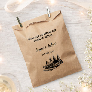 Rustic wood cabin Thank you mountain wedding  Favour Bag
