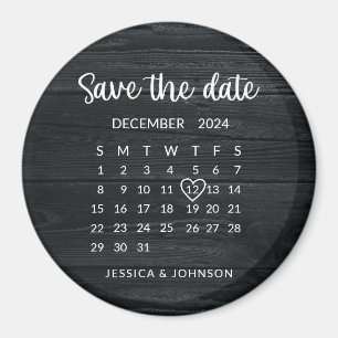 Rustic Wood Calendar Wedding Save the Date Magnet