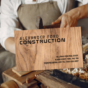 Rustic Wood Carpenter Construction Business Card