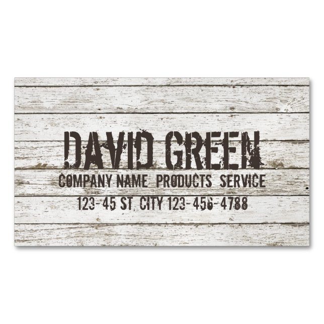 Rustic Wood Carpenter handyman construction Magnetic Business Card (Front)
