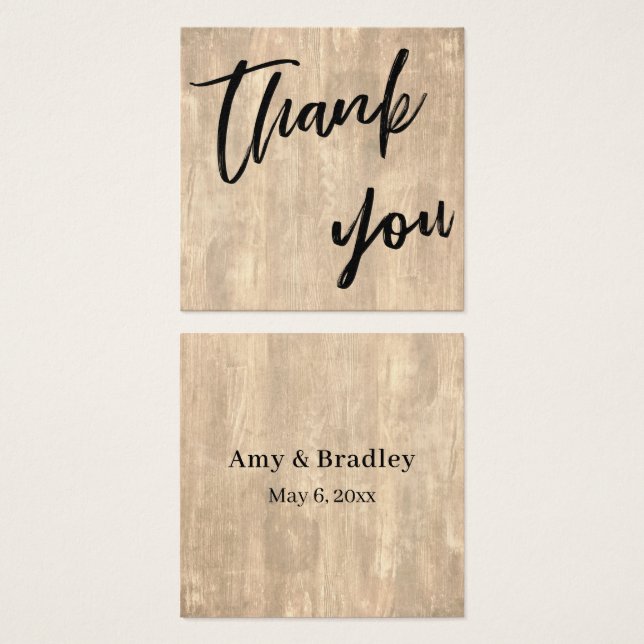 Rustic Wood Casual Wedding Thank You Favour Tag (Front & Back)