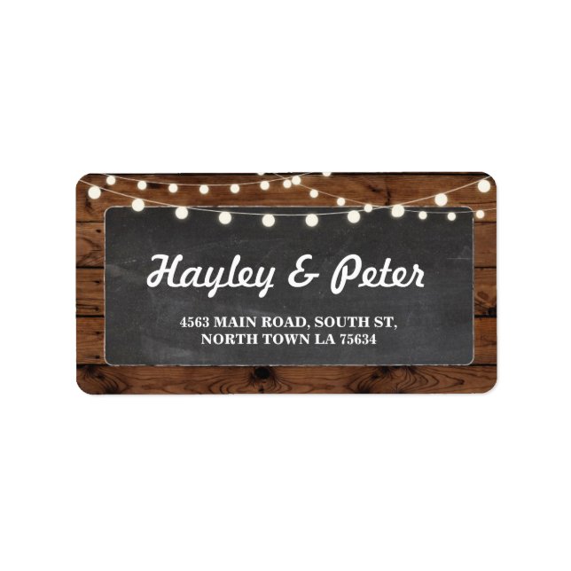 Rustic Wood Chalk Address Light Labels Stickers (Front)