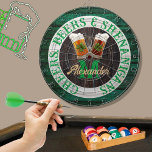 Rustic Wood Cheers Beers Shenanigans   Dartboard<br><div class="desc">Dartboards: Cheers Beers and Shenanigans Beer stein mugs with 4-leaf clover shamrock. This Irish Beer Drinking-themed design is just right for your occasion and makes the perfect personalised Gift, it's great for graduation weddings, parties, family reunions, and just everyday fun. Our easy-to-use template makes personalising easy. Perfect for an Irish...</div>