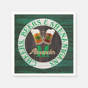  Rustic Wood Cheers Beers Shenanigans  Napkin