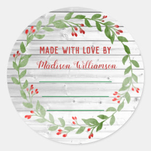 Rustic Wood Christmas Canning   Homemade Jam Classic Round Sticker