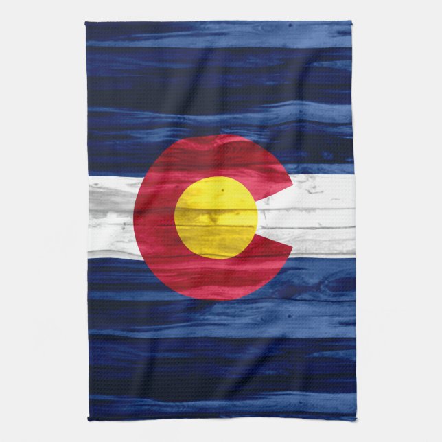 Rustic wood Colorado flag hand towel (Vertical)